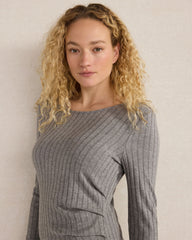 WIDE RIB KNIT DRAPEY MIDI DRESS | Talbots outlet