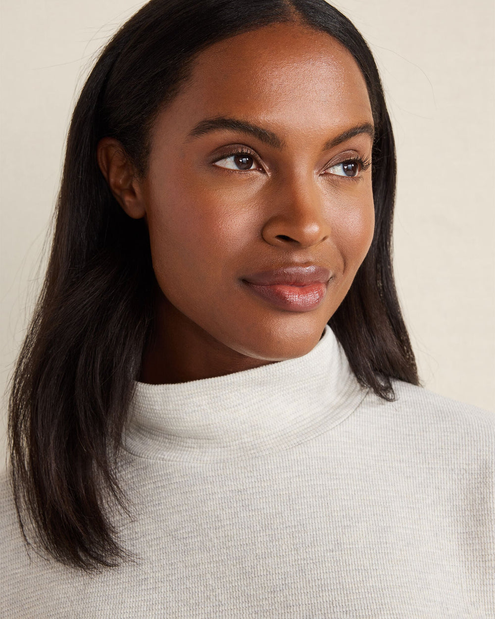 COTTON BLEND OTTOMAN RIB MOCK NECK TOP | Talbots US