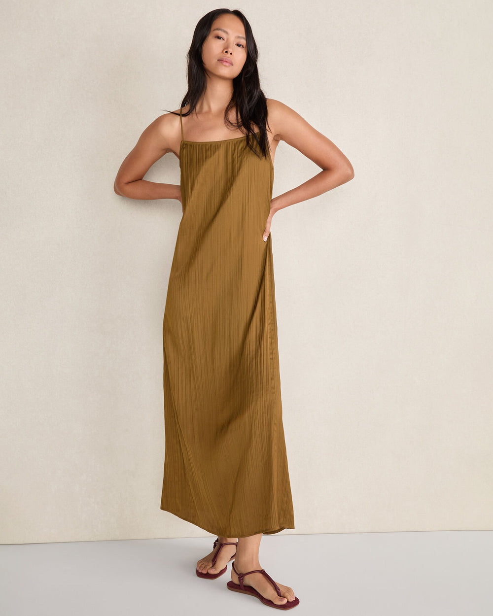 SILKY PLEATED MAXI DRESS | Talbots on sale