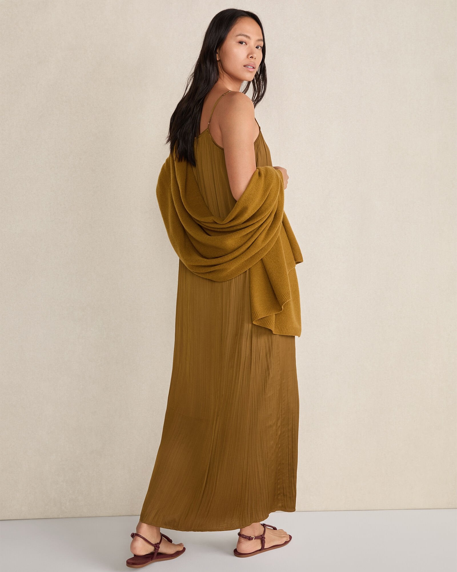 SILKY PLEATED MAXI DRESS | Talbots on sale