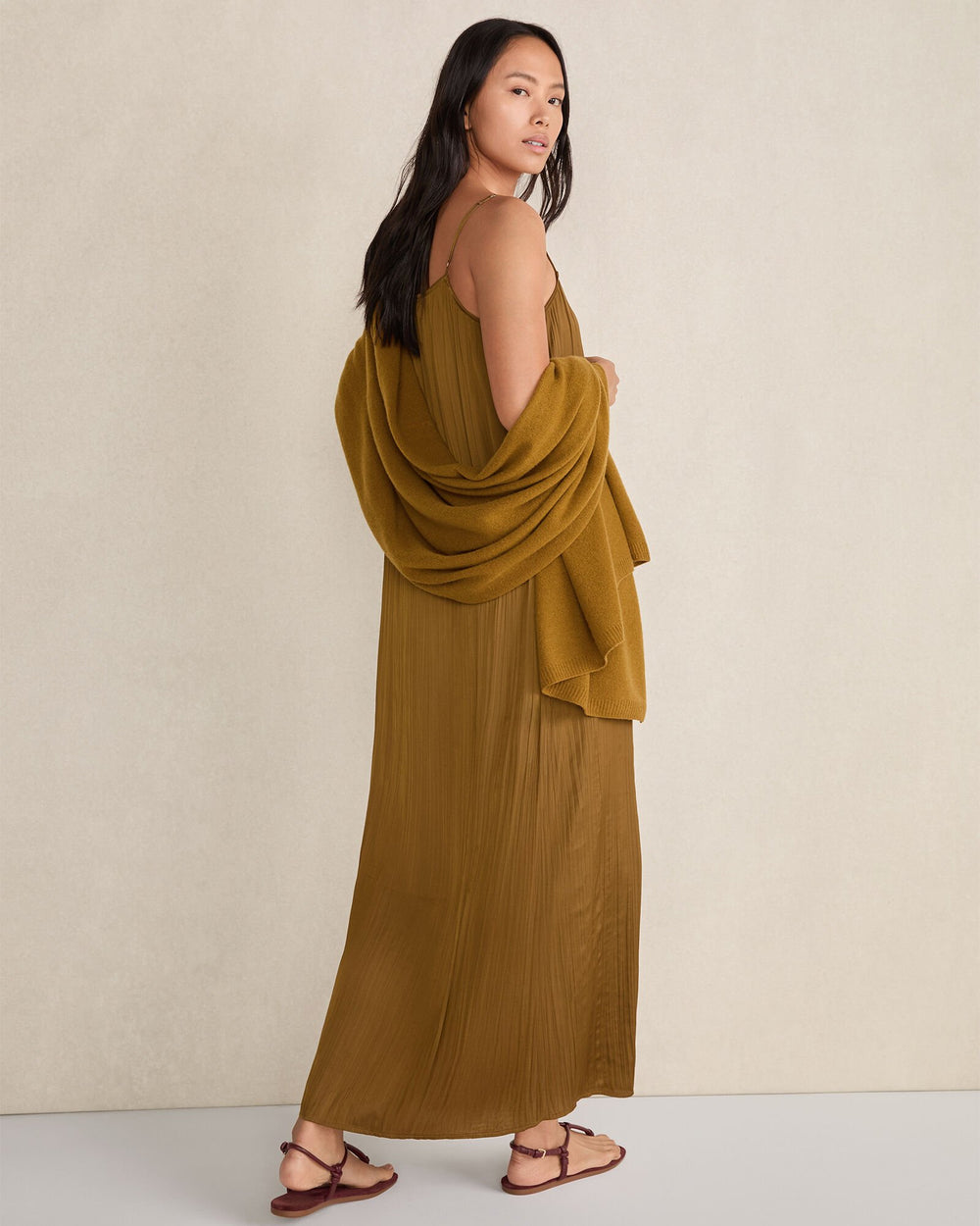 SILKY PLEATED MAXI DRESS | Talbots on sale