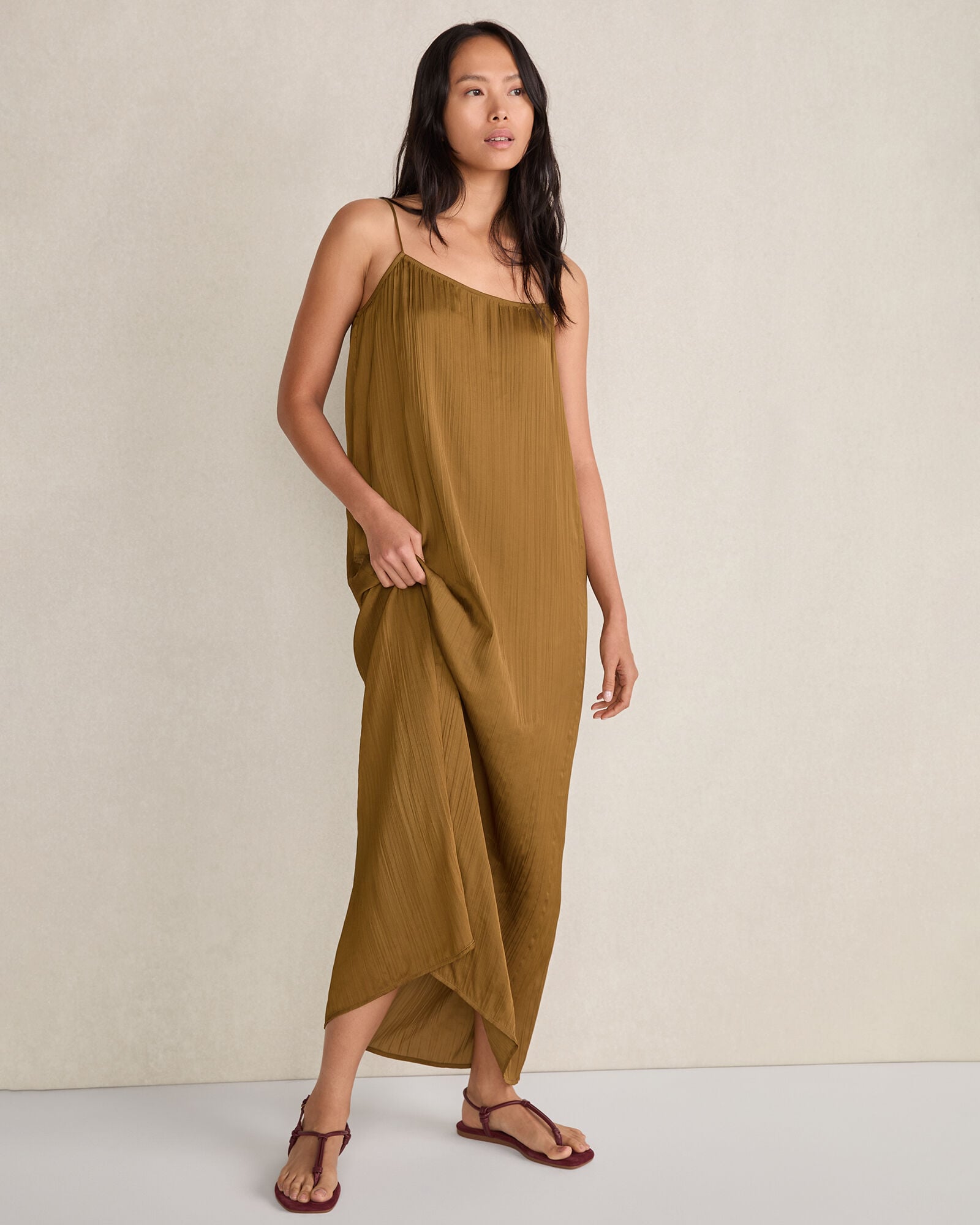 SILKY PLEATED MAXI DRESS | Talbots on sale