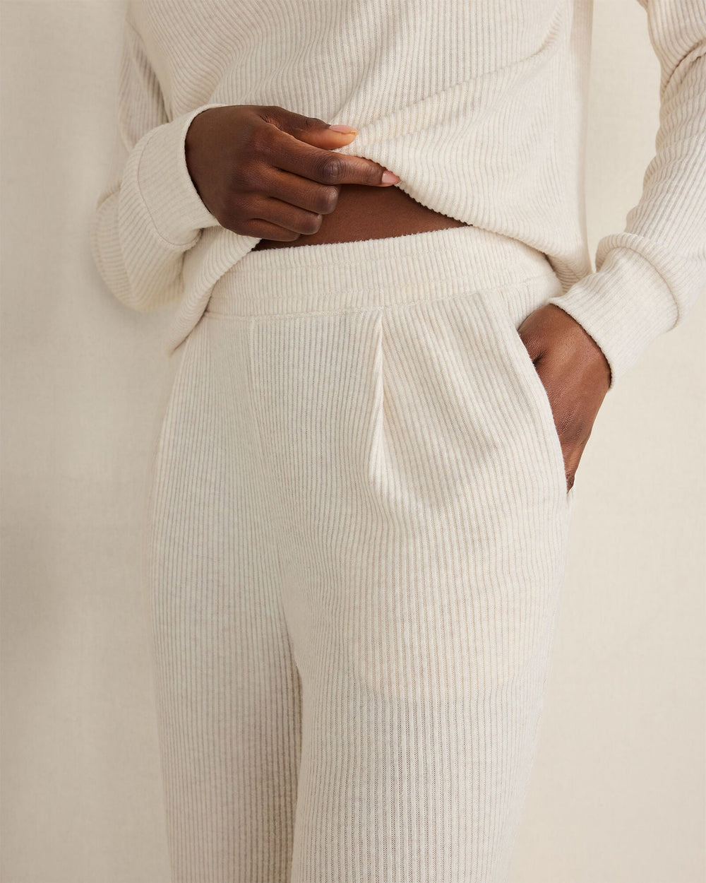 BRUSHED RIB KNIT TAPERED PANTS | Talbots outlet