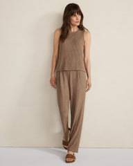 BRUSHED RIB KNIT TAPERED PANTS | Talbots outlet