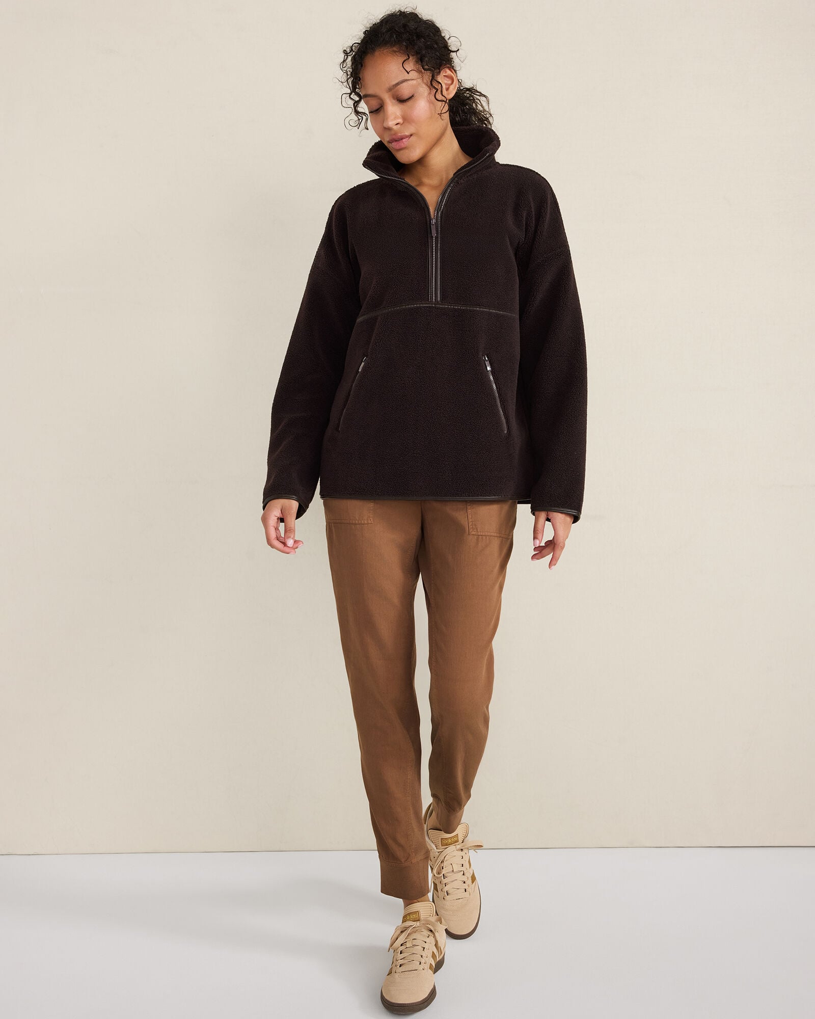 FAUX SHERPA HALF ZIP PULLOVER | Talbots on sale