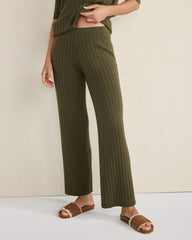ORGANIC COTTON RIBBED STRAIGHT LEG PANTS | Talbots on sale