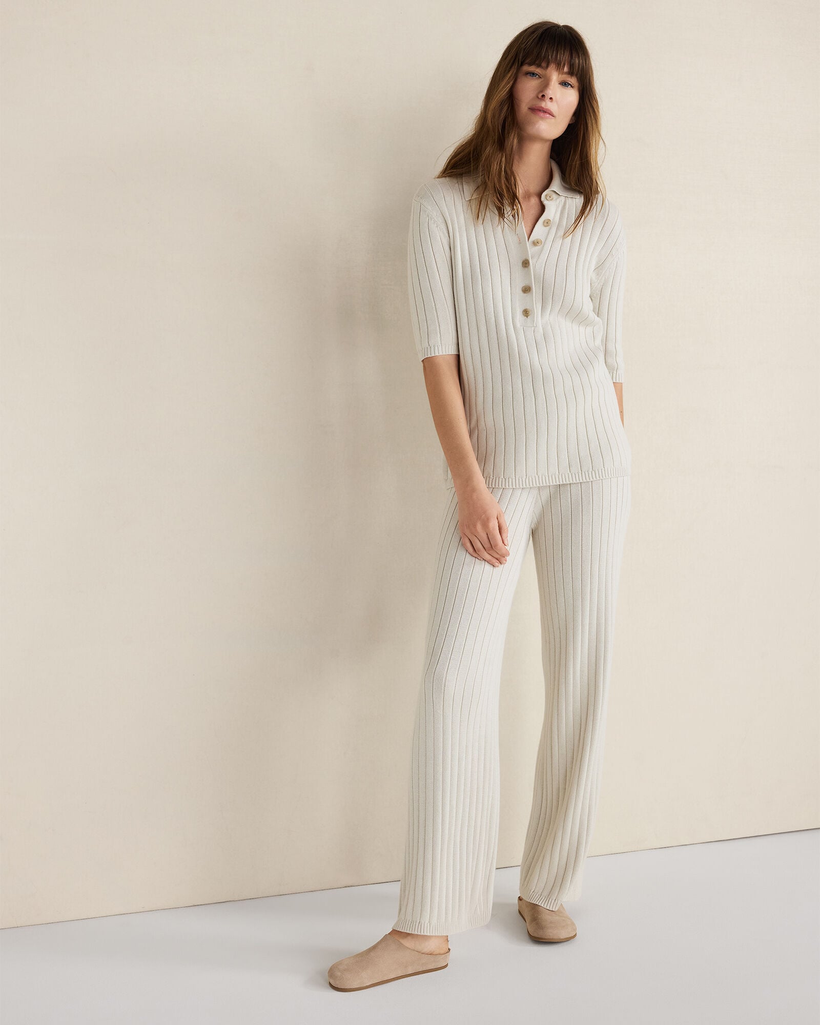 ORGANIC COTTON RIBBED STRAIGHT LEG PANTS | Talbots on sale