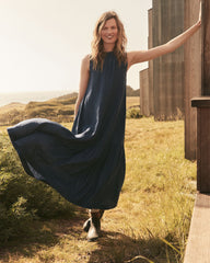 LINEN TIERED MIDI DRESS | Talbots for sale