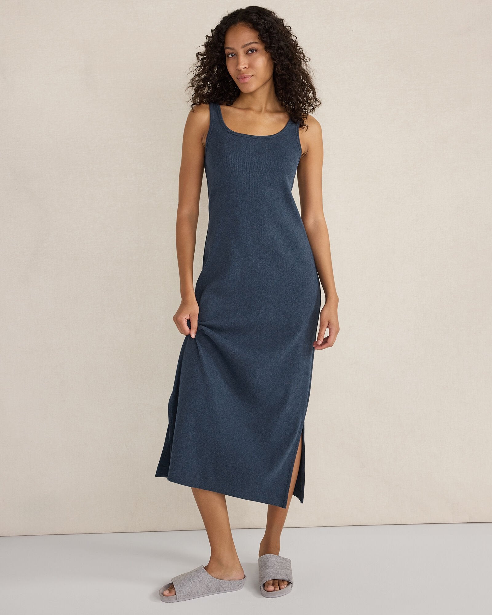 ORGANIC COTTON RIB KNIT MIDI DRESS | Talbots US