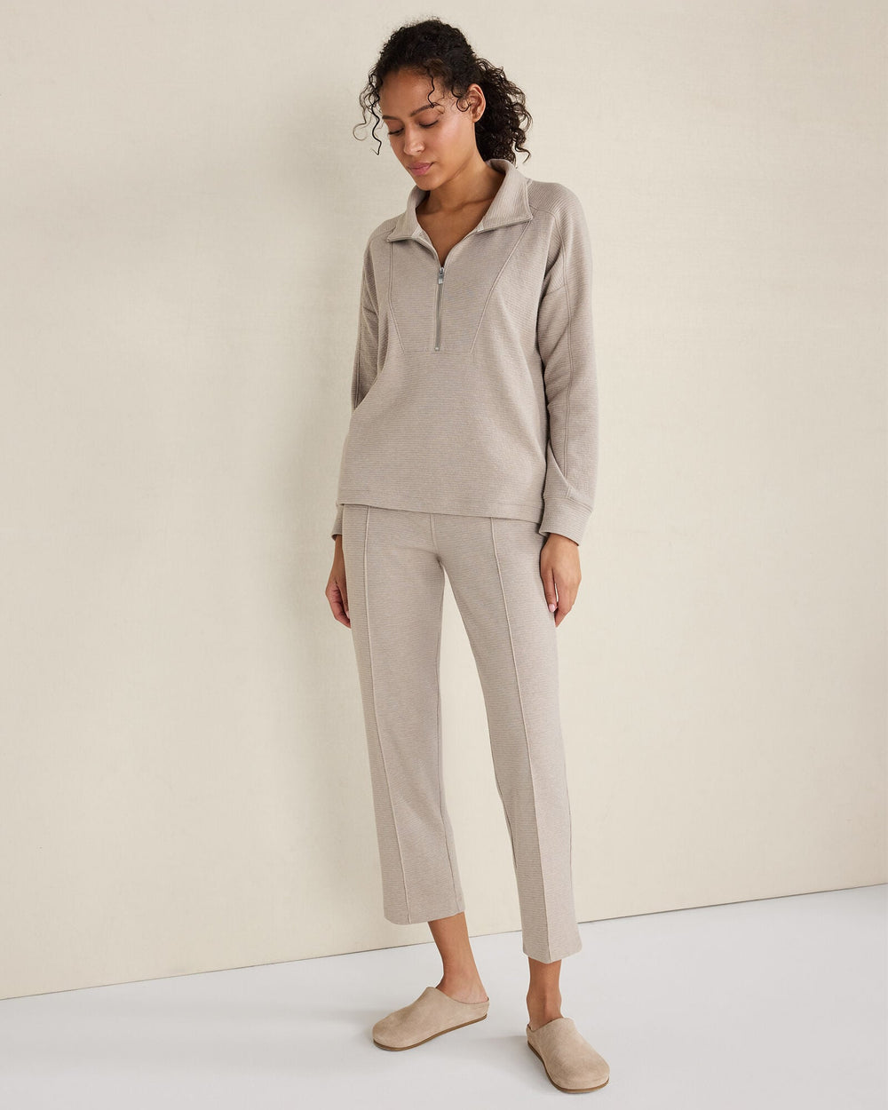 COTTON BLEND OTTOMAN RIB TAPERED PANTS | Talbots US