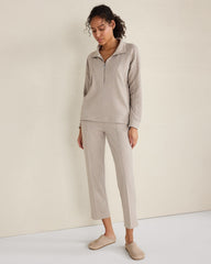 COTTON BLEND OTTOMAN RIB TAPERED PANTS | Talbots online