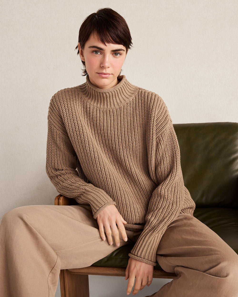ORGANIC COTTON SHAKER STITCH ROLL NECK SWEATER | Talbots for sale
