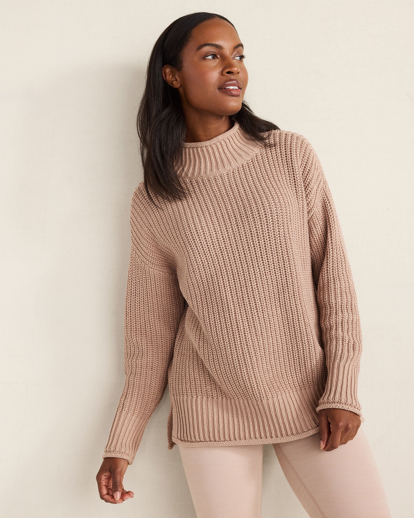 ORGANIC COTTON SHAKER STITCH ROLL NECK SWEATER | Talbots for sale