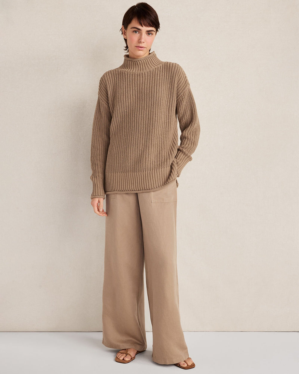 ORGANIC COTTON SHAKER STITCH ROLL NECK SWEATER | Talbots discount