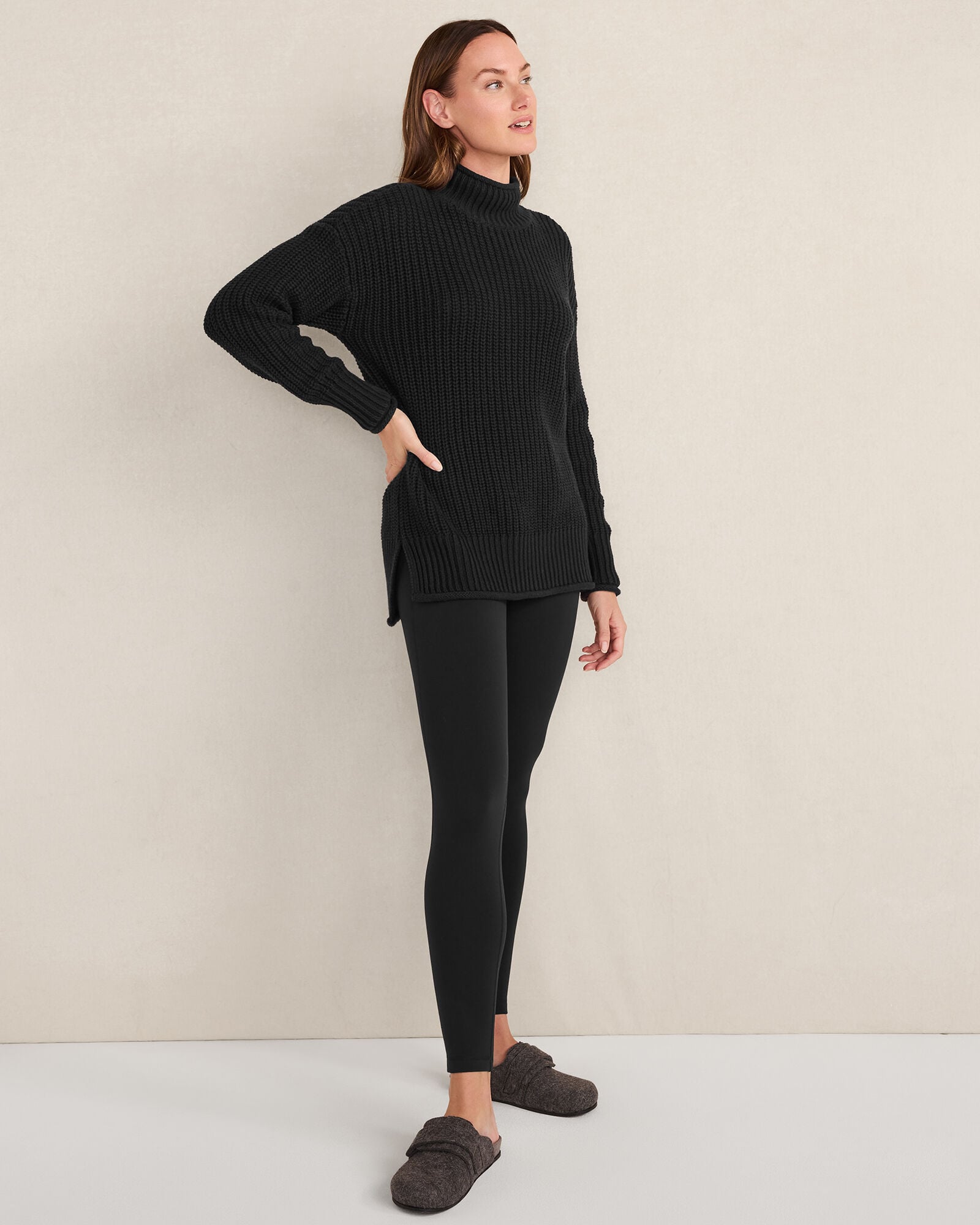 ORGANIC COTTON SHAKER STITCH ROLL NECK SWEATER | Talbots discount
