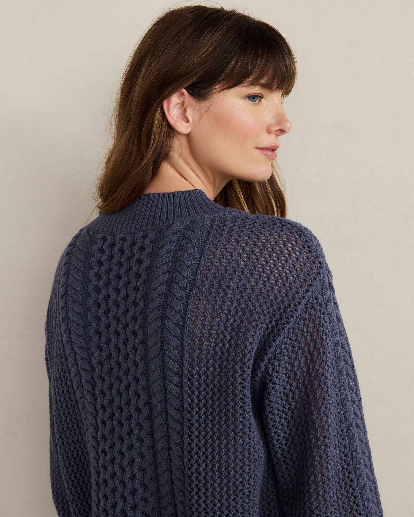 COTTON BLEND MIXED STITCH CREWNECK SWEATER | Talbots for sale