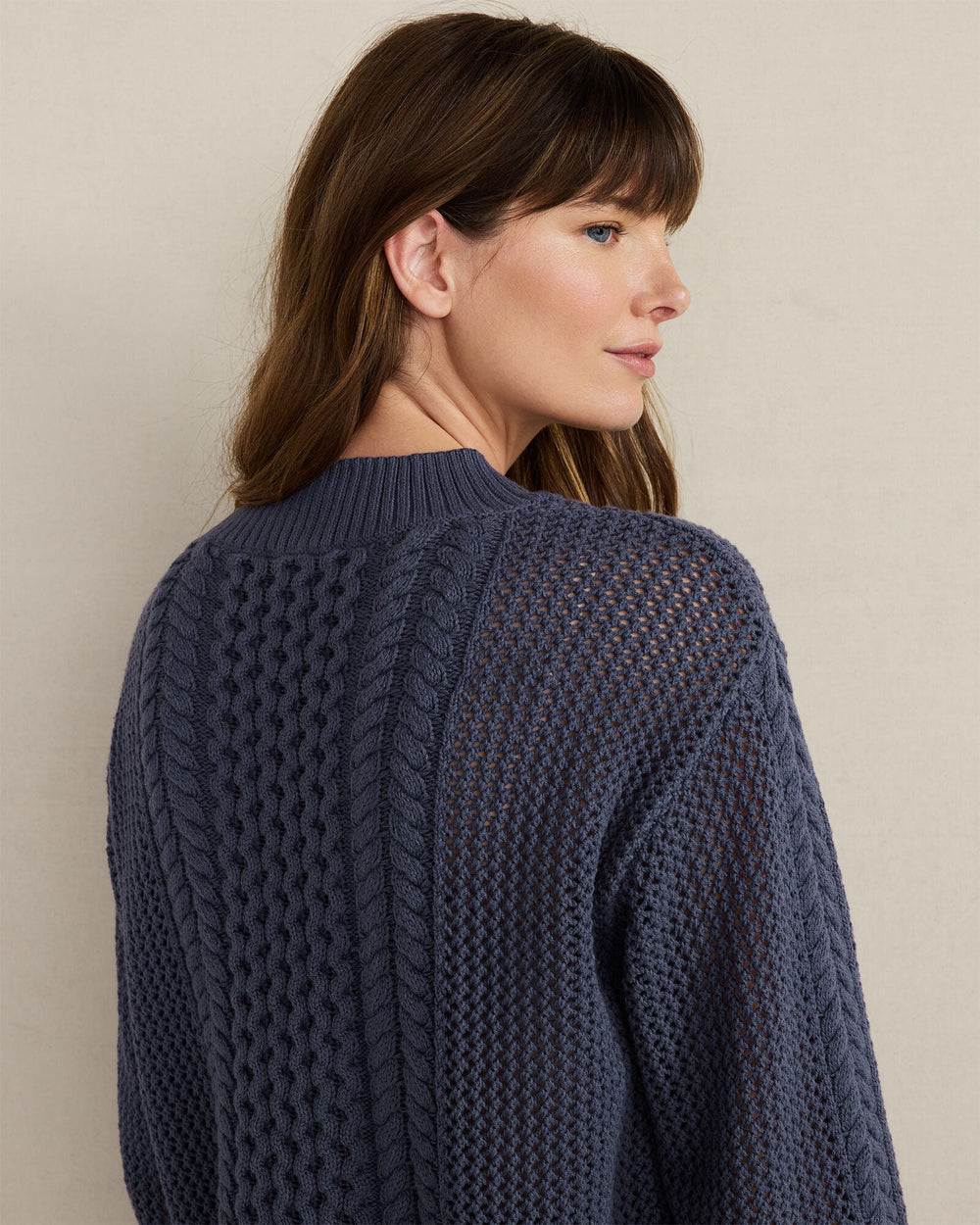 COTTON BLEND MIXED STITCH CREWNECK SWEATER | Talbots for sale