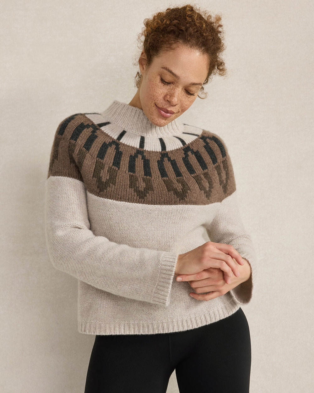 CASHMERE FAIRISLE MOCK NECK SWEATER | Talbots outlet