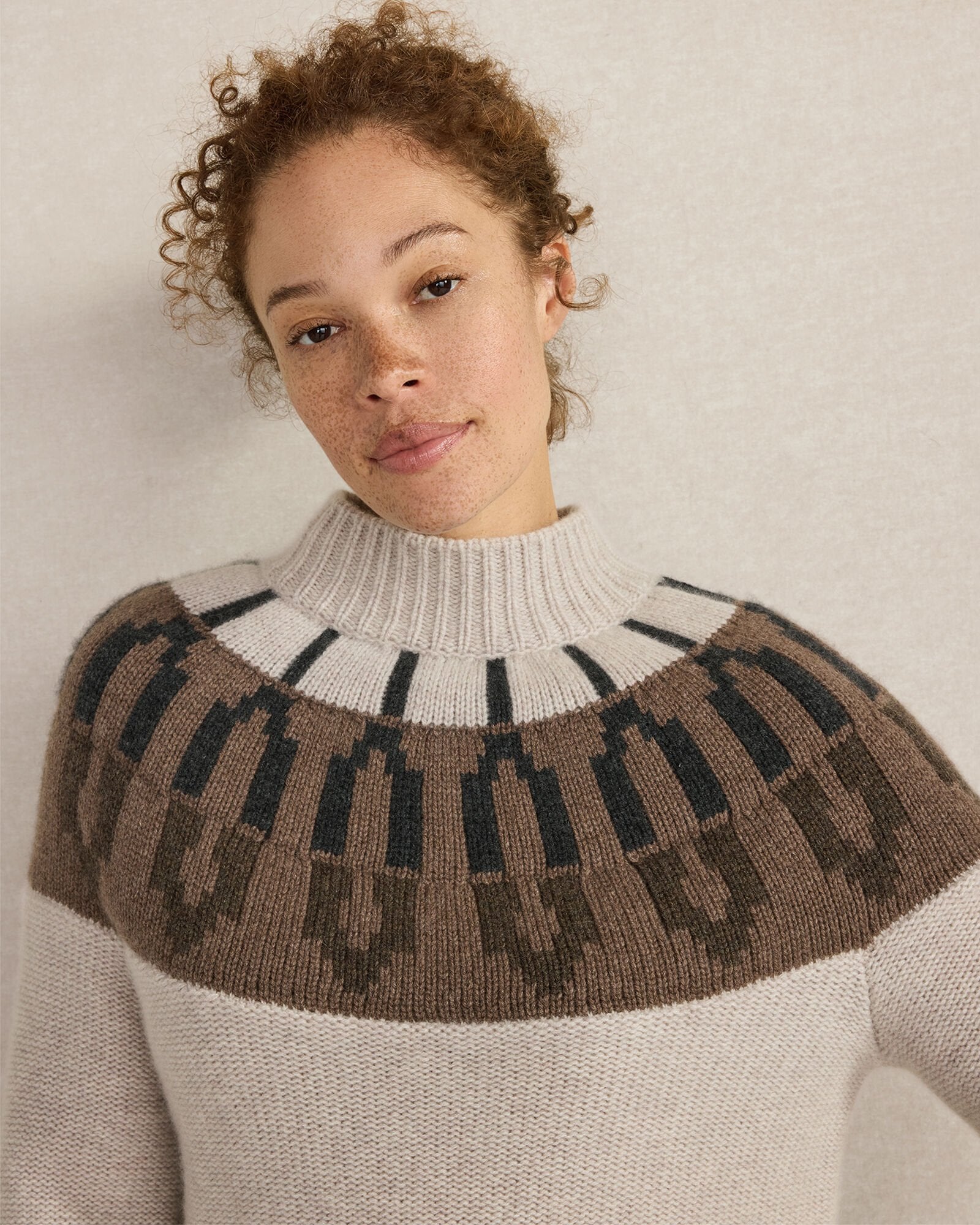 CASHMERE FAIRISLE MOCK NECK SWEATER | Talbots US