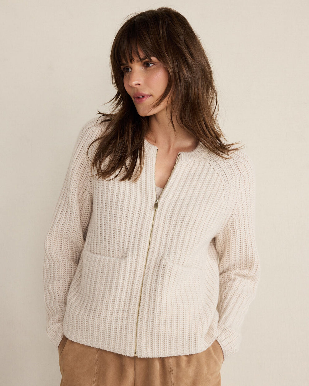 CASHMERE ZIP FRONT BOMBER JACKET | Talbots online
