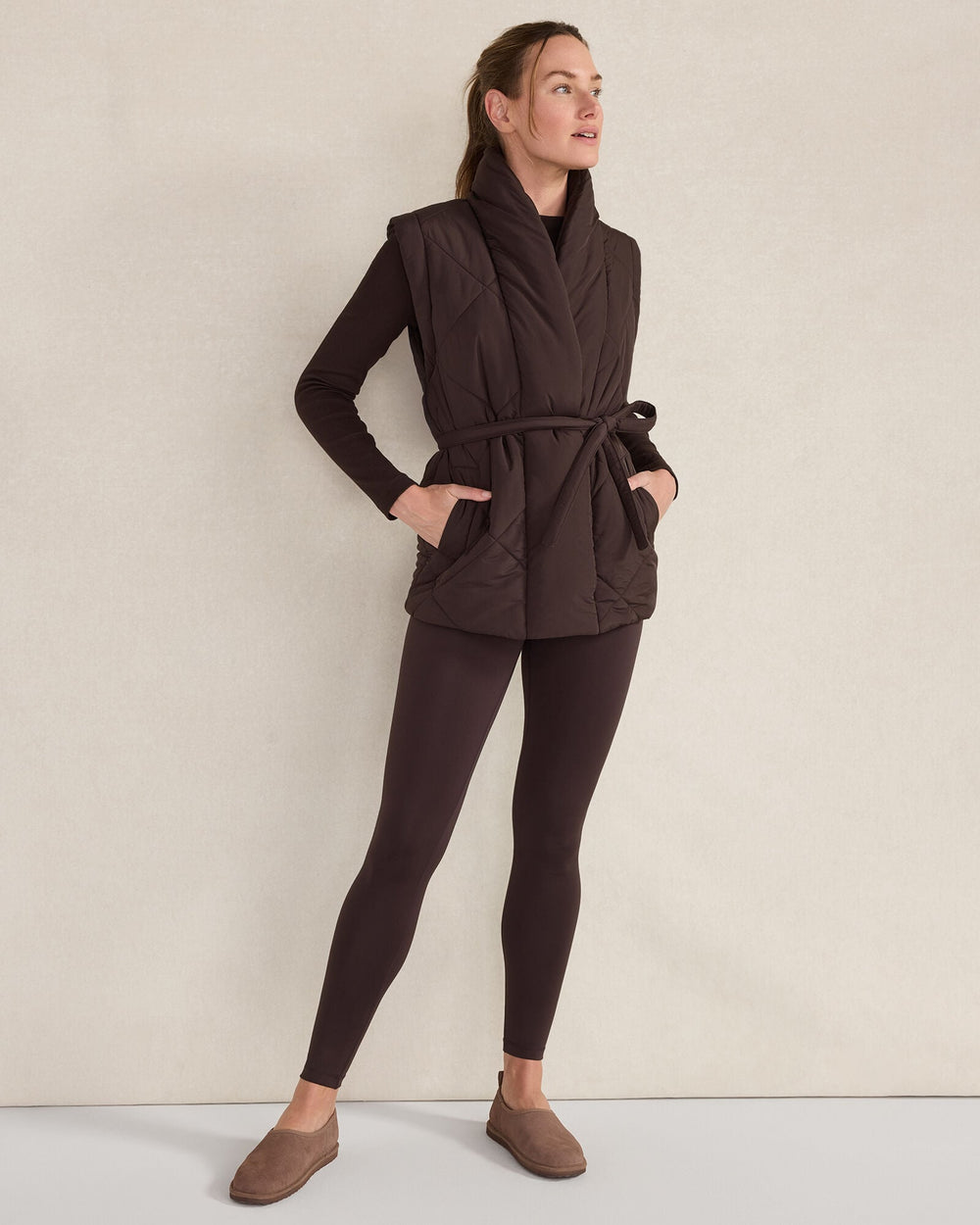 QUILTED PUFFER BELTED VEST | Talbots US