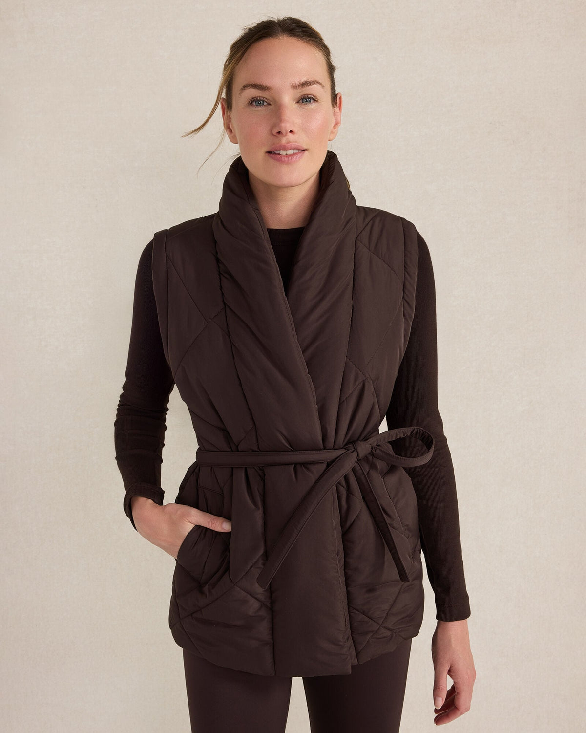 QUILTED PUFFER BELTED VEST | Talbots US