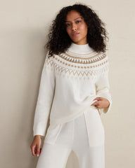 ORGANIC COTTON BLEND FAIRISLE MOCK NECK SWEATER | Talbots on sale