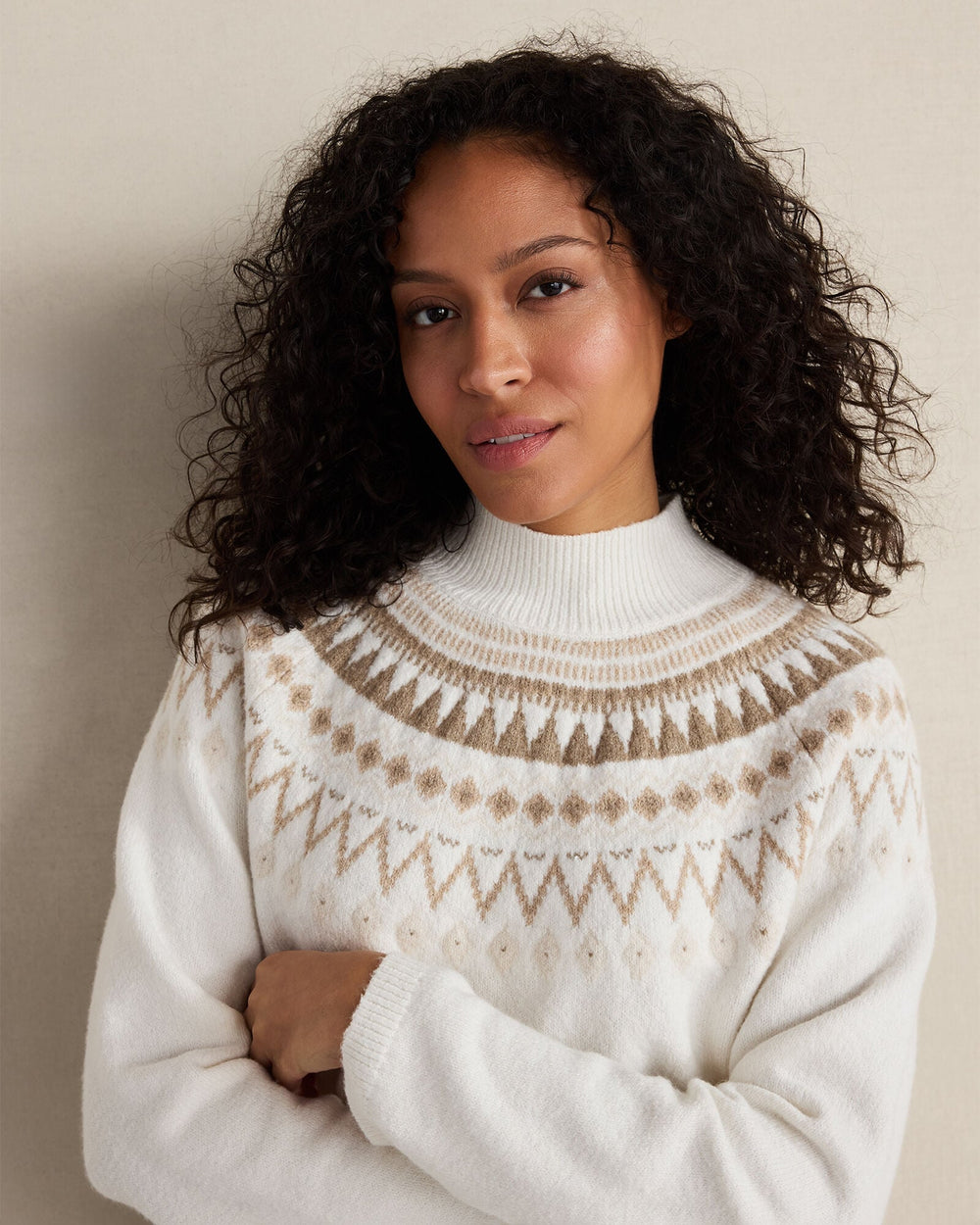 ORGANIC COTTON BLEND FAIRISLE MOCK NECK SWEATER | Talbots near me