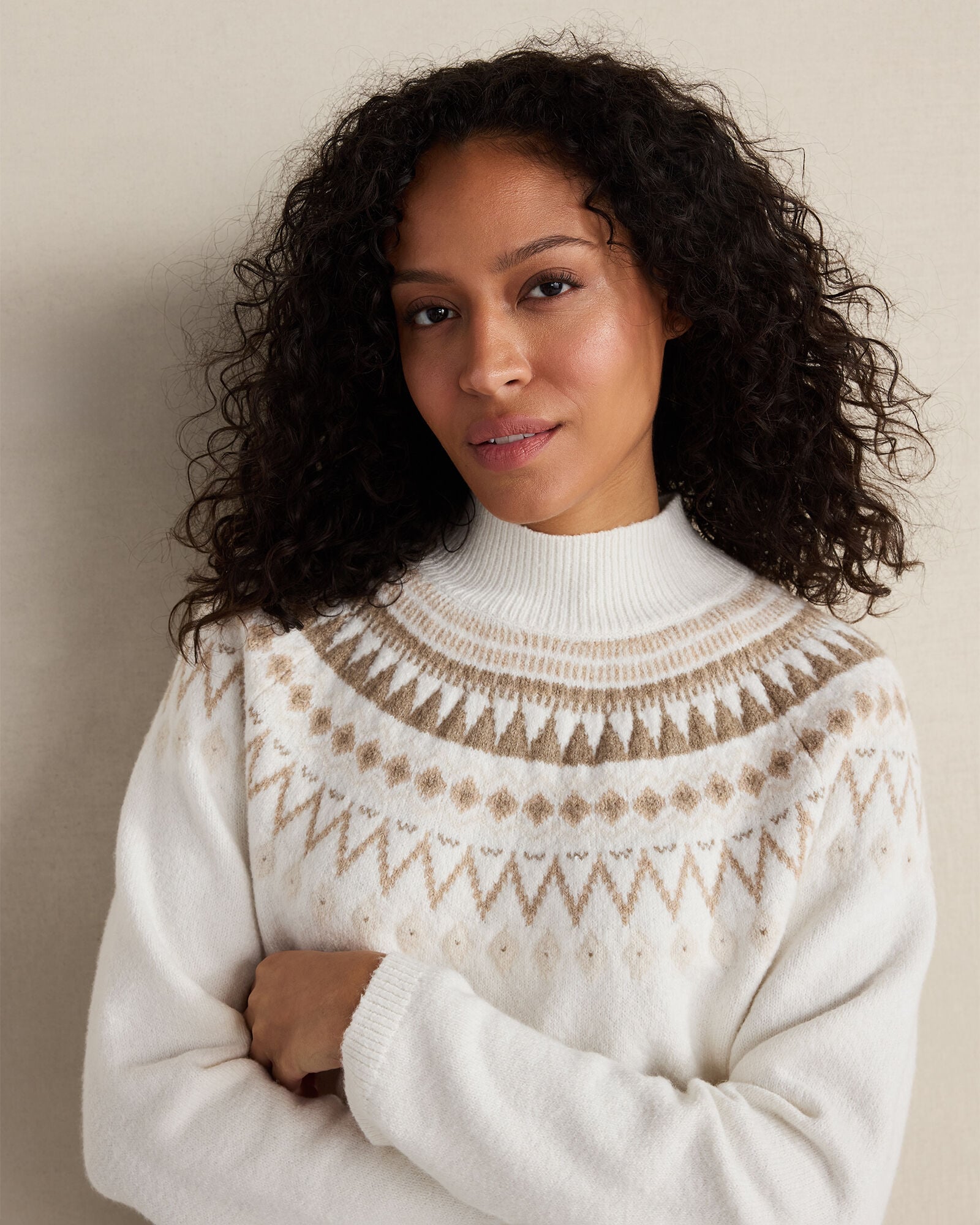 ORGANIC COTTON BLEND FAIRISLE MOCK NECK SWEATER | Talbots on sale