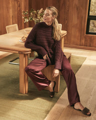 ORGANIC COTTON HORIZONTAL CABLE FUNNEL NECK SWEATER | Talbots online