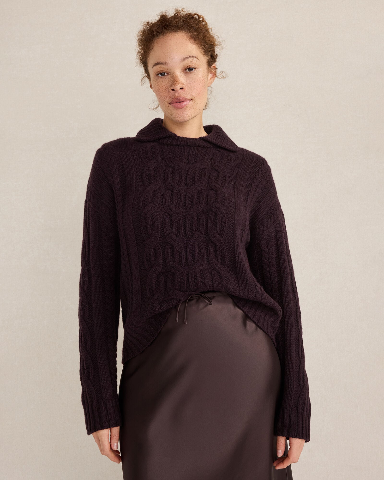 CASHMERE CABLE COLLARED SWEATER | Talbots US