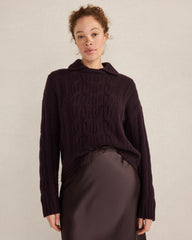 CASHMERE CABLE COLLARED SWEATER | Talbots on sale
