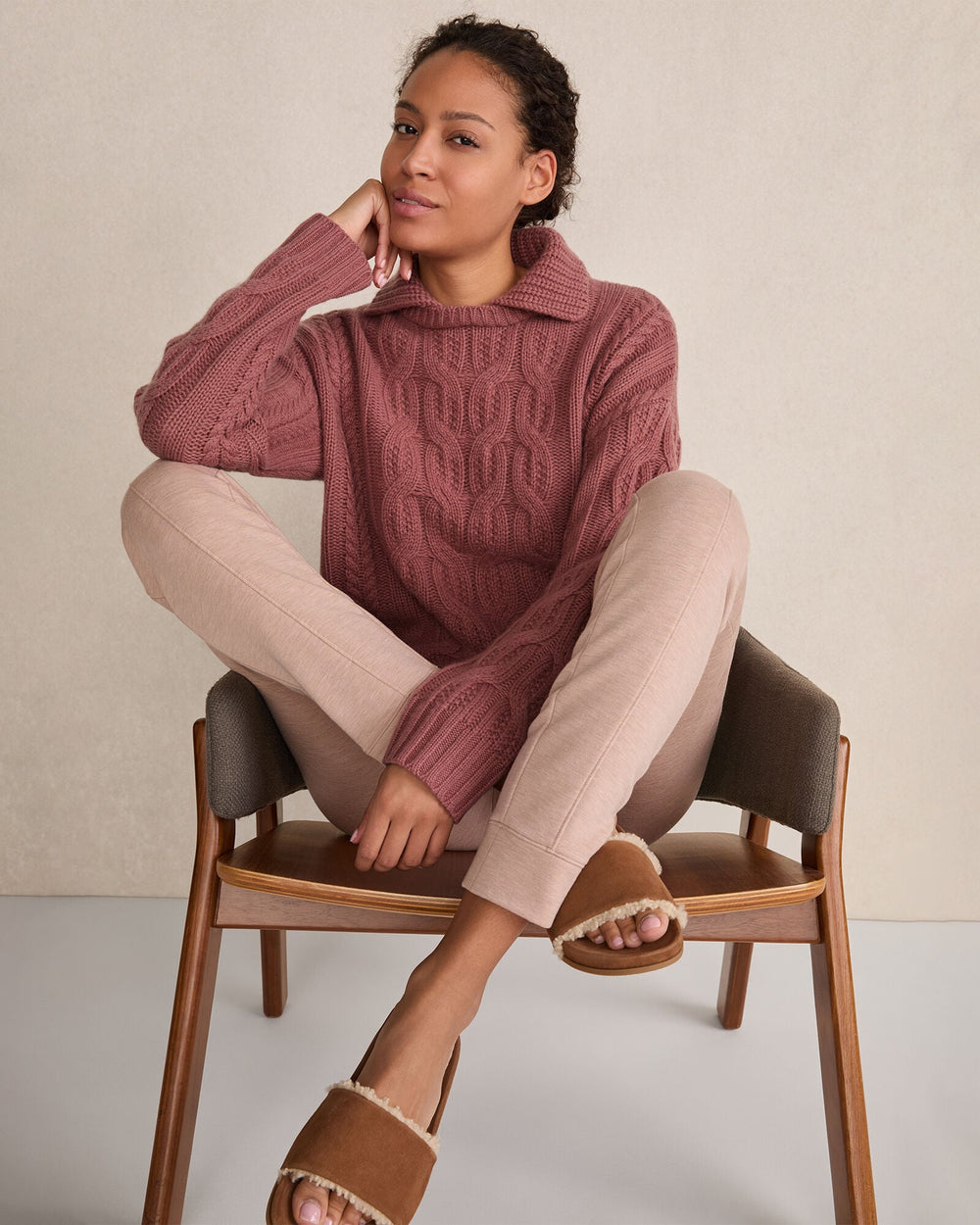 CASHMERE CABLE COLLARED SWEATER | Talbots on sale