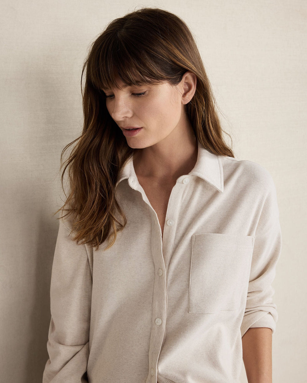 ORGANIC COTTON RIB KNIT RELAXED BUTTON DOWN TOP | Talbots US