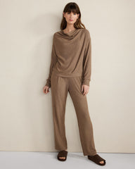 BRUSHED RIB KNIT DRAPE NECK TOP | Talbots sale