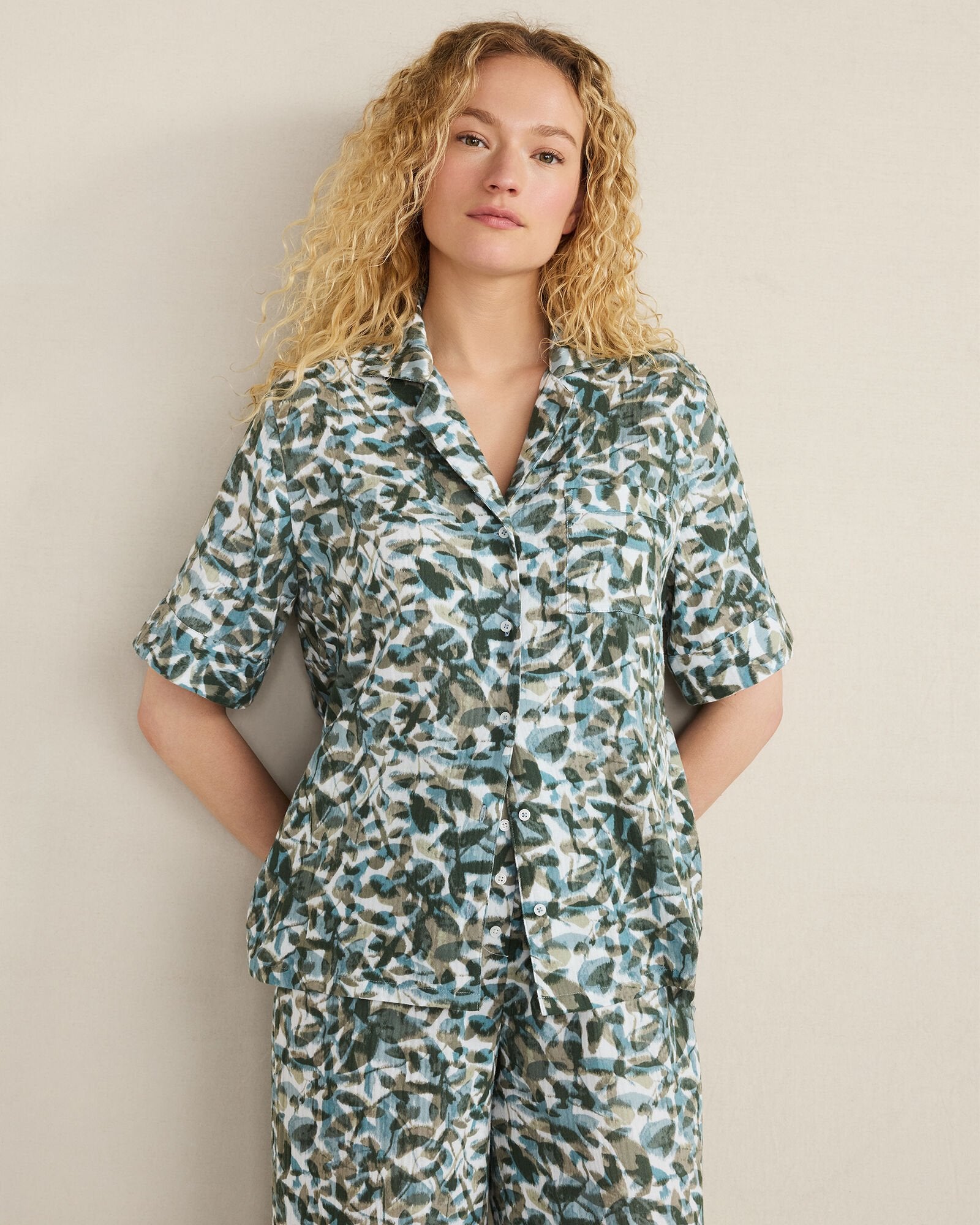 ORGANIC COTTON GAUZE FLORAL PAJAMA TOP | Talbots outlet