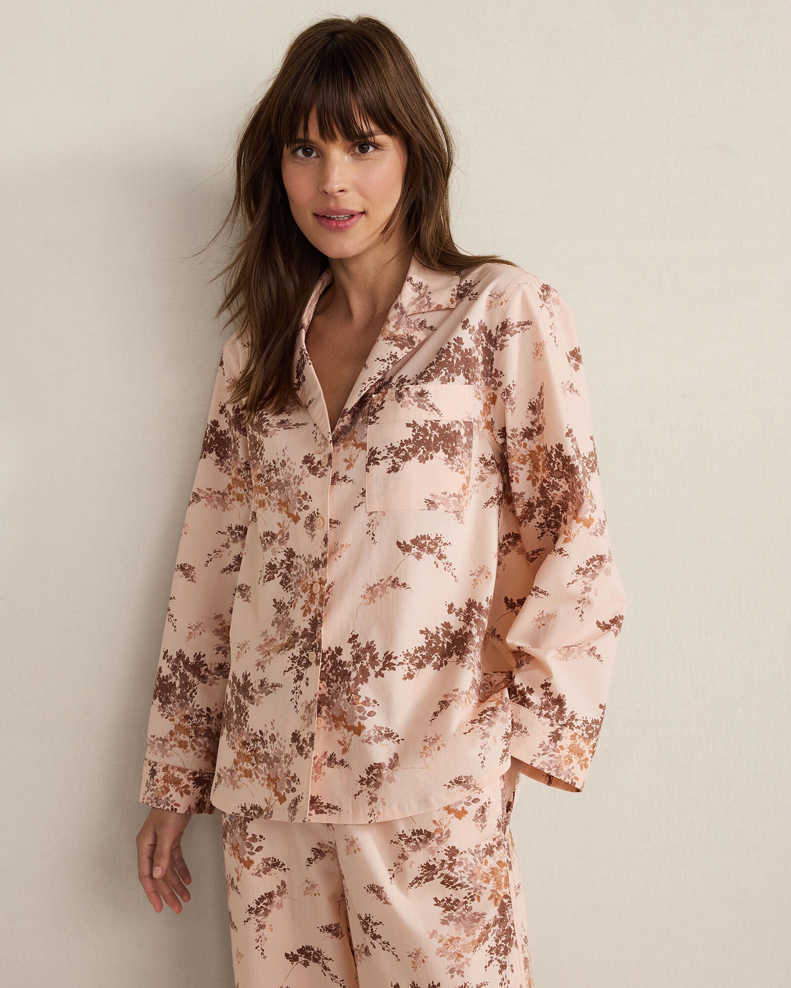 ORGANIC COTTON POPLIN PAINTED ROSE PAJAMA TOP | Talbots discount