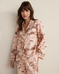 ORGANIC COTTON POPLIN PAINTED ROSE PAJAMA TOP | Talbots discount
