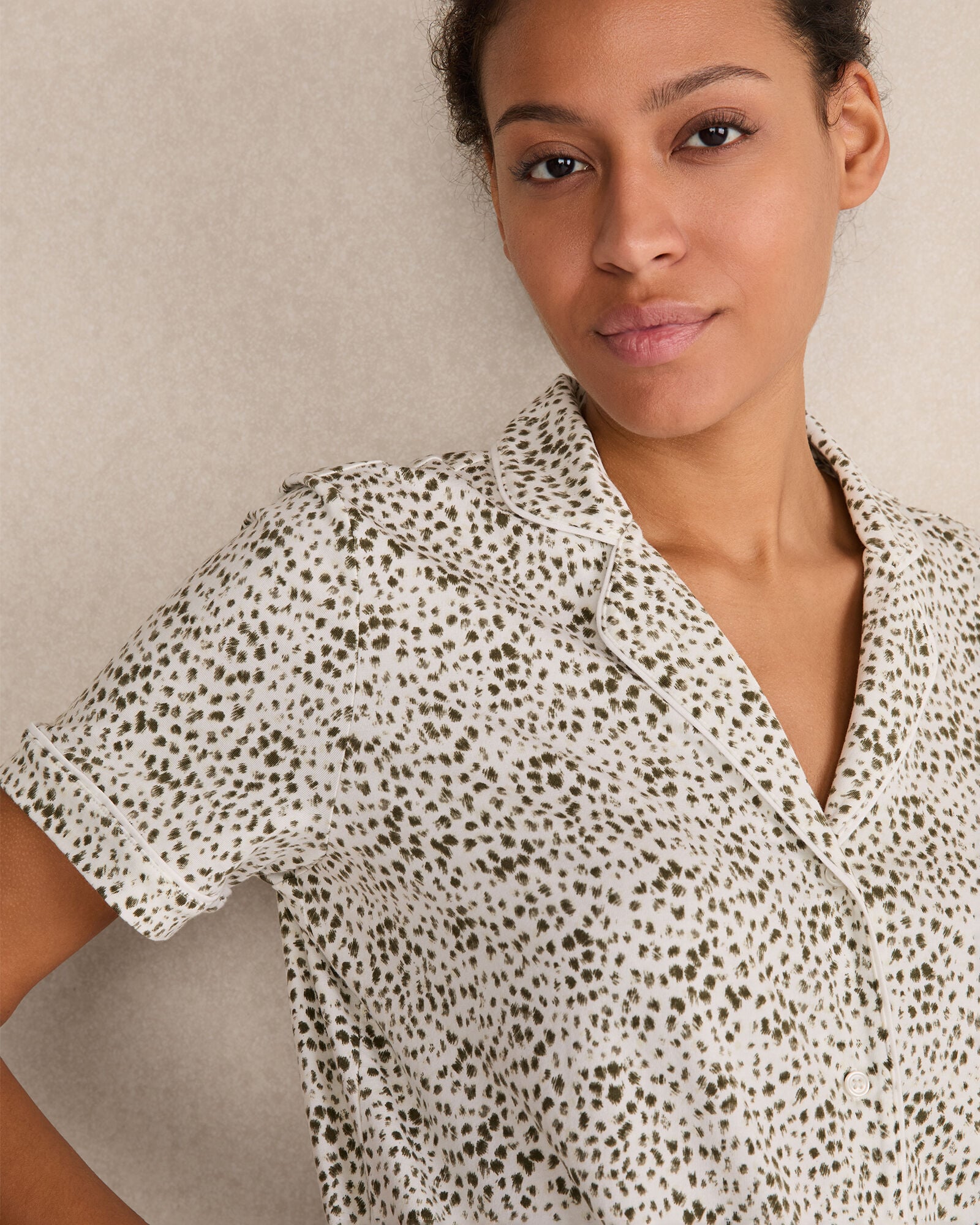 ORGANIC COTTON JERSEY ANIMAL DOT PAJAMA TOP | Talbots for sale