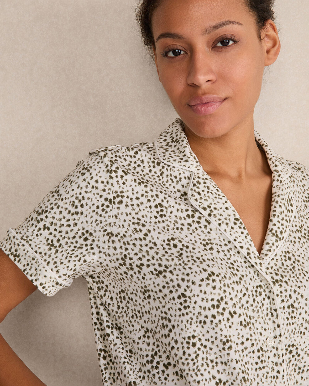 ORGANIC COTTON JERSEY ANIMAL DOT PAJAMA TOP | Talbots for sale