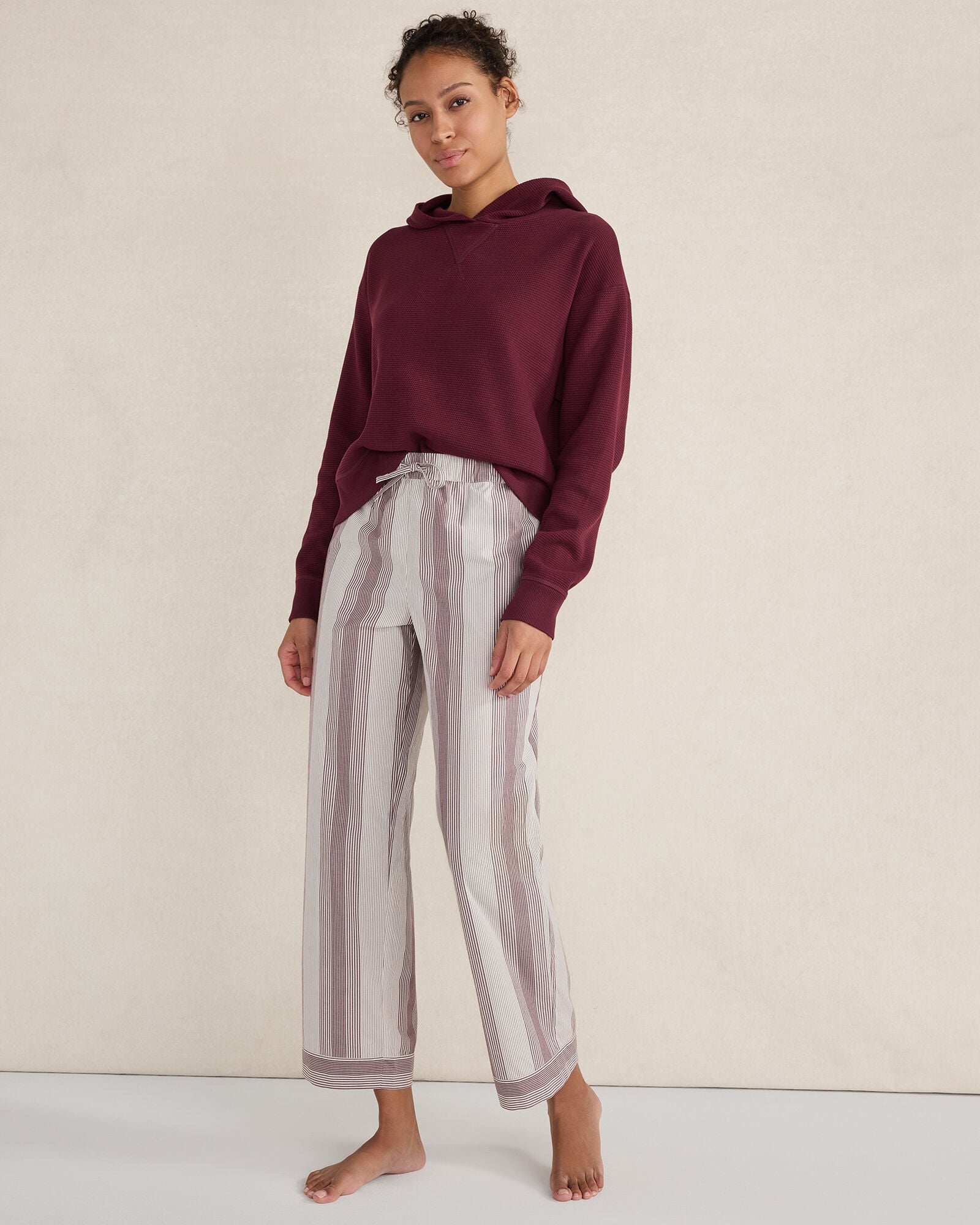 ORGANIC COTTON POPLIN FADED STRIPE PAJAMA PANTS | Talbots outlet