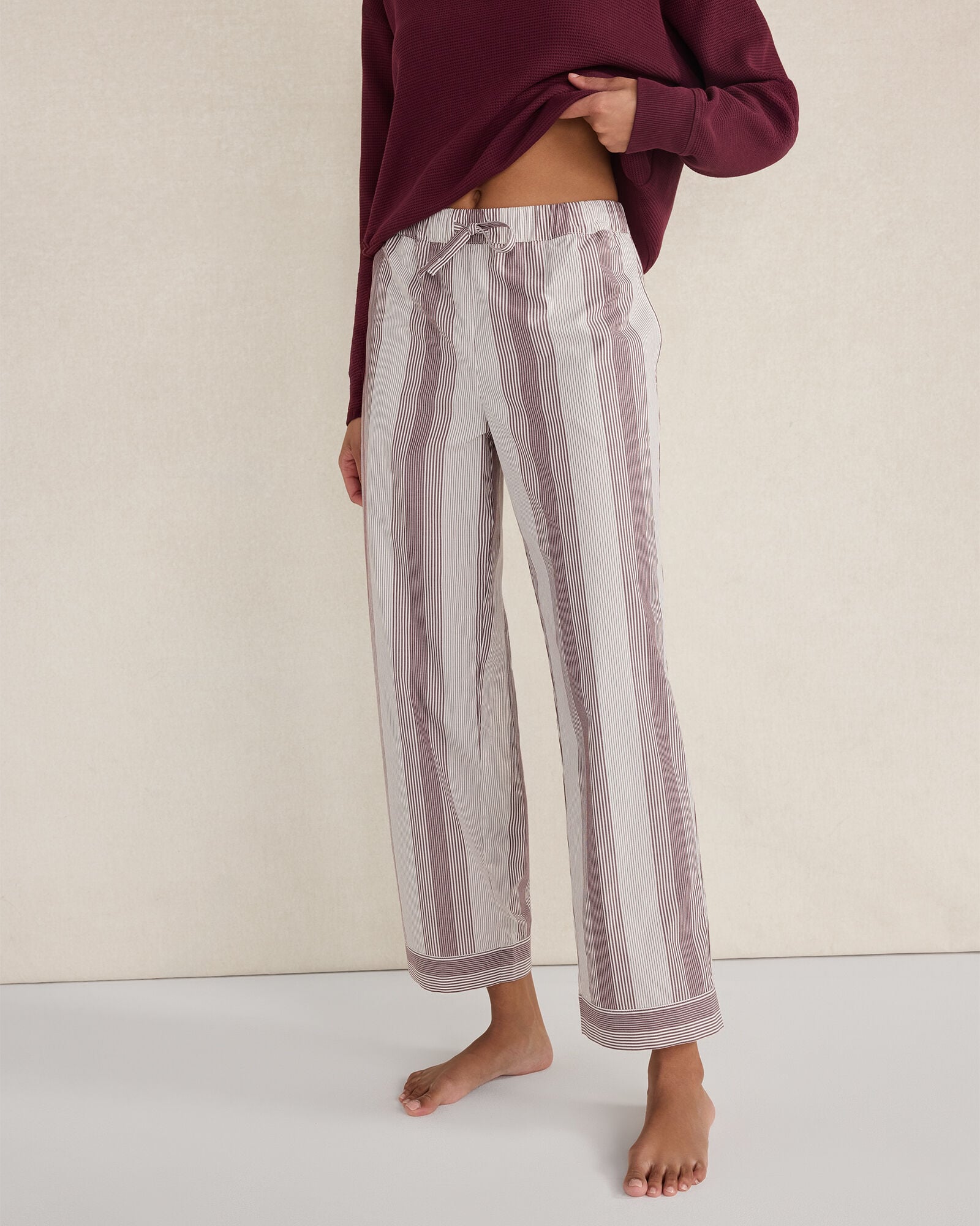 ORGANIC COTTON POPLIN FADED STRIPE PAJAMA PANTS | Talbots outlet