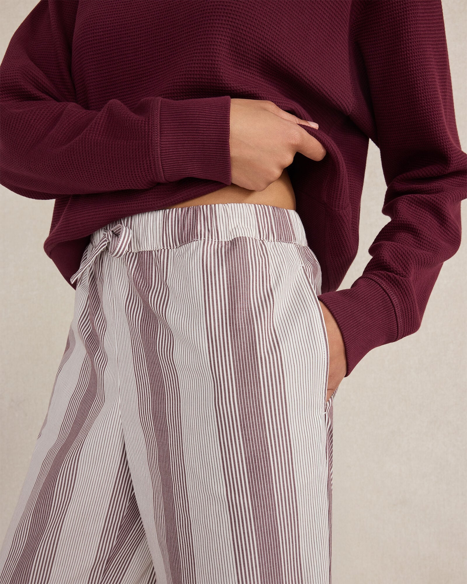 ORGANIC COTTON POPLIN FADED STRIPE PAJAMA PANTS | Talbots outlet