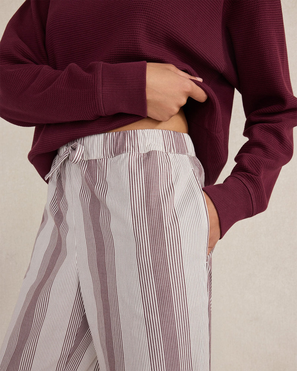 ORGANIC COTTON POPLIN FADED STRIPE PAJAMA PANTS | Talbots outlet