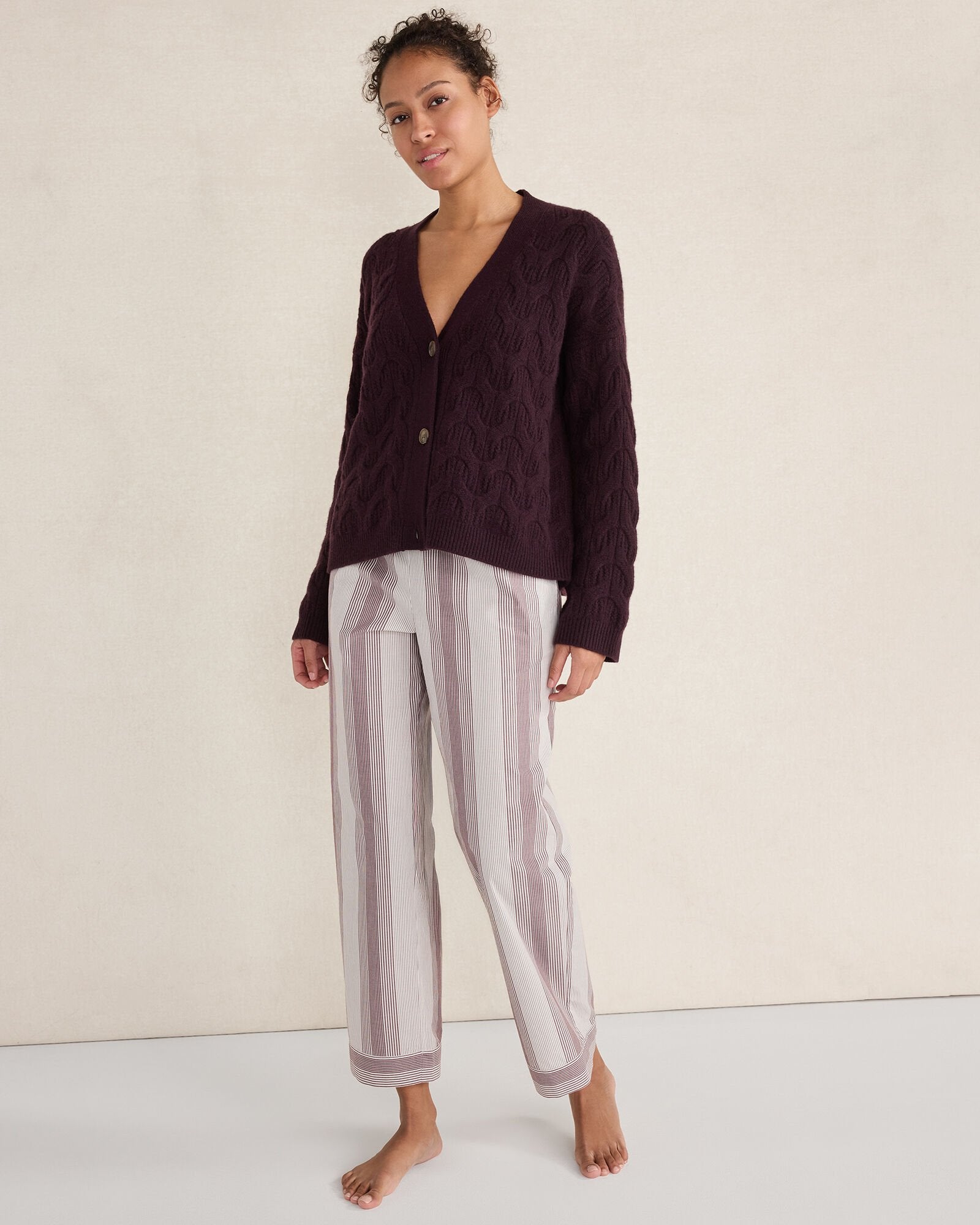 ORGANIC COTTON POPLIN FADED STRIPE PAJAMA PANTS | Talbots outlet