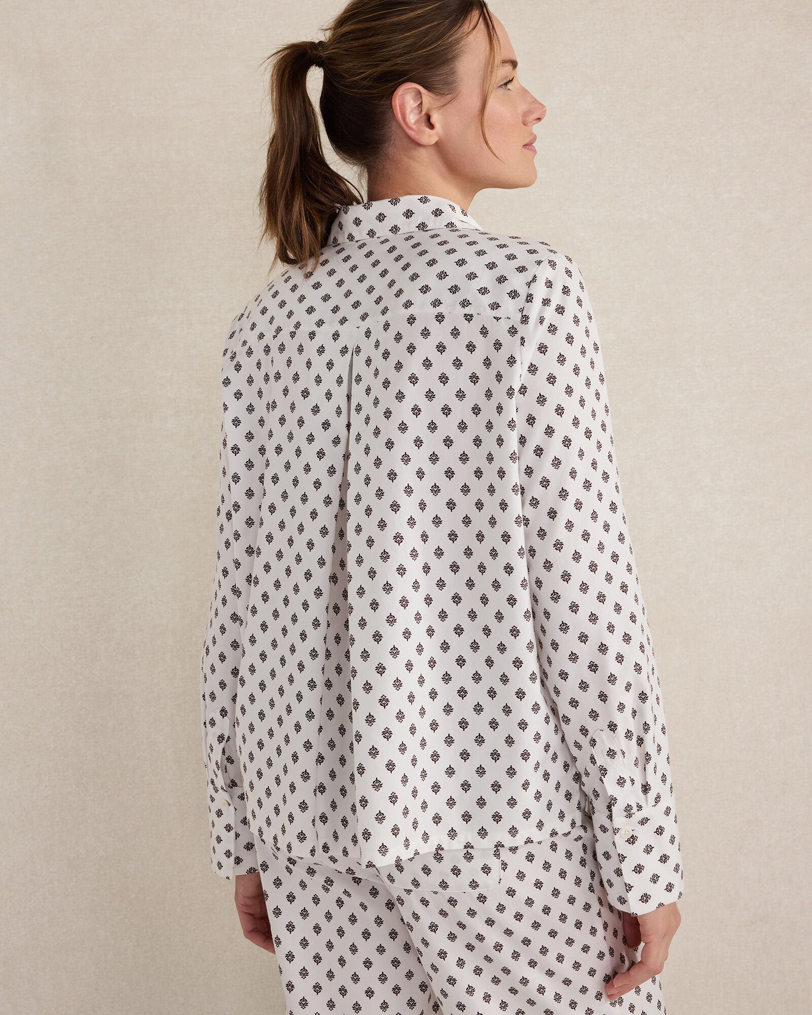 ORGANIC COTTON BLEND FLORAL TILE PAJAMA TOP | Talbots for sale