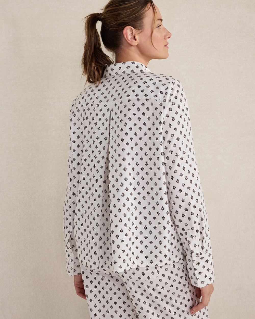 ORGANIC COTTON BLEND FLORAL TILE PAJAMA TOP | Talbots for sale