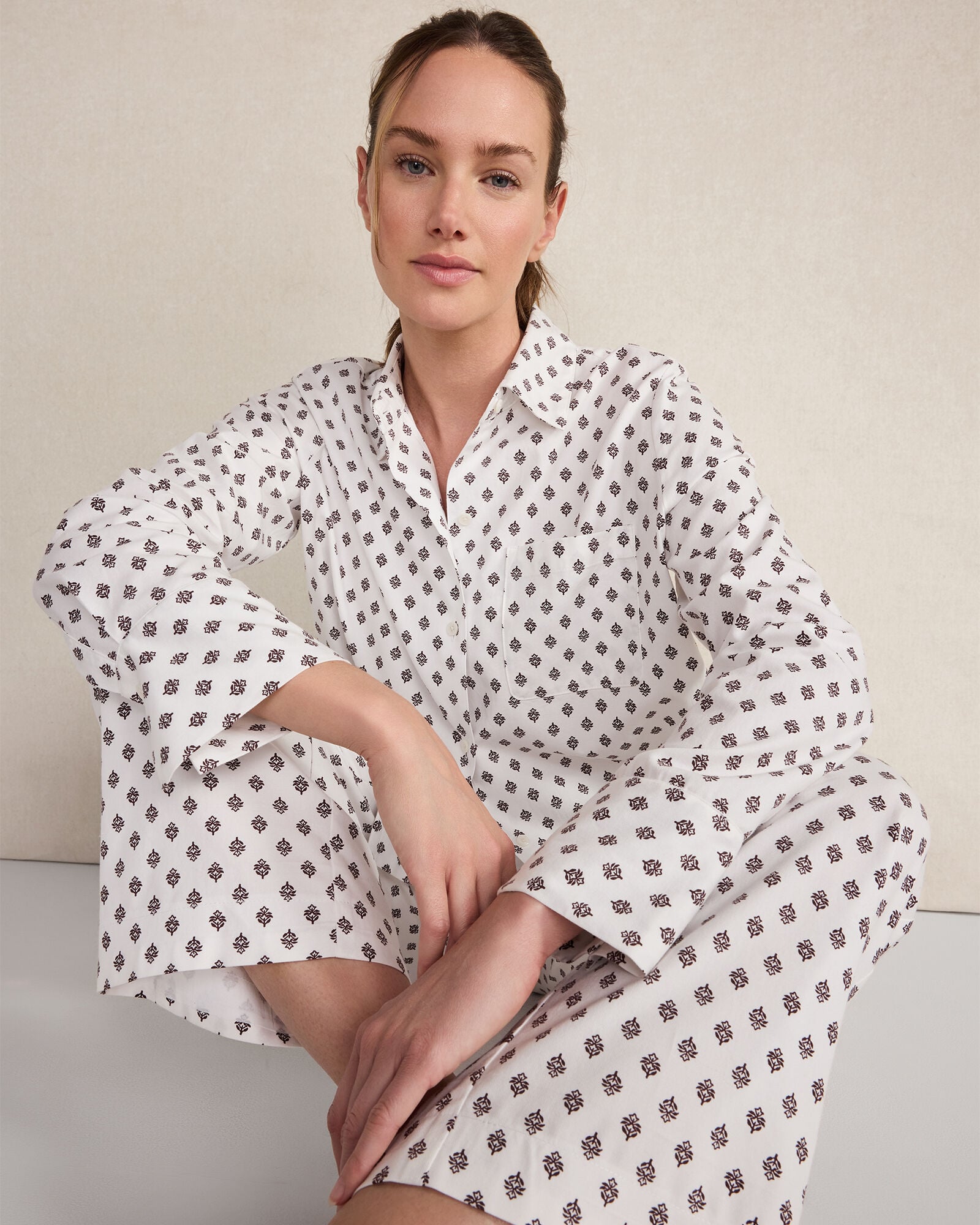 ORGANIC COTTON BLEND FLORAL TILE PAJAMA PANTS | Talbots near me