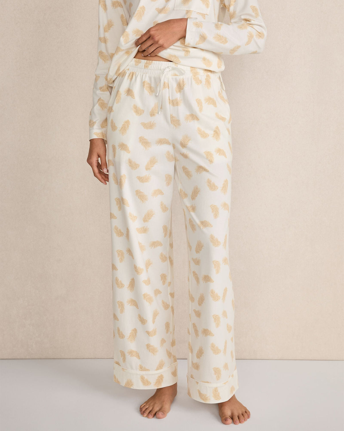 ORGANIC COTTON JERSEY FEATHER PRINT PAJAMA PANTS | Talbots US