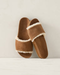 SUEDE AND SHERPA MOLDED SLIDES | Talbots on sale